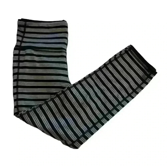 Athleta Chaturanga Striped Capri Body Cropped Leggings S black & gray - Picture 2 of 6
